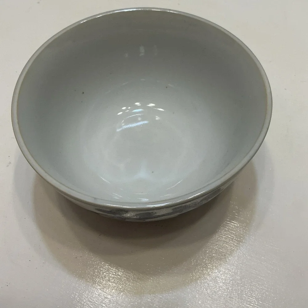 Vintage Blue Japanese Porcelain Rice Soup Bowl Blue Floral
